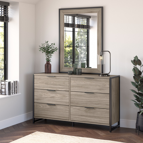 Shop Bush Furniture Atria 6 Drawer Dresser with Mirror, Image 01, ATR015MH, #color_modern hickory
