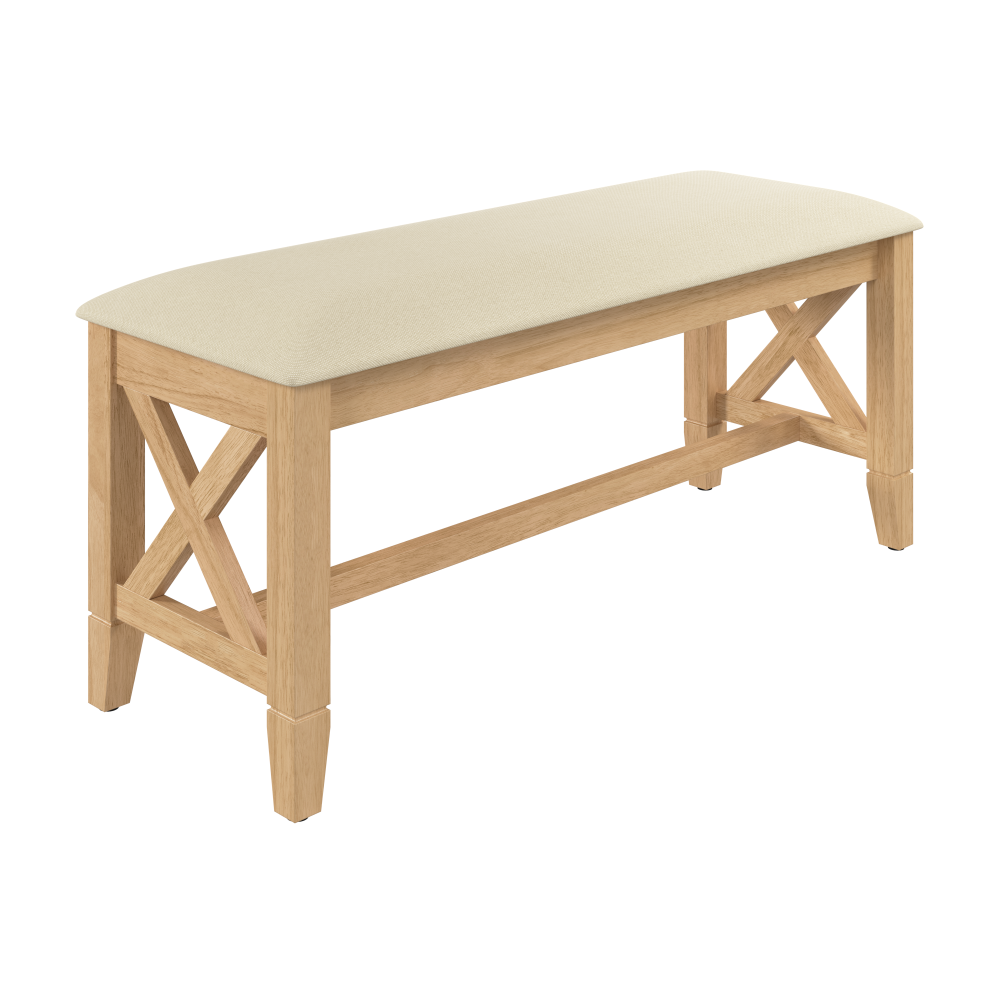Shop Bush Home Key West 44W Upholstered Entryway Bench, Image 02, KWCH03BO-Z, #color_blonde oak/bright beige