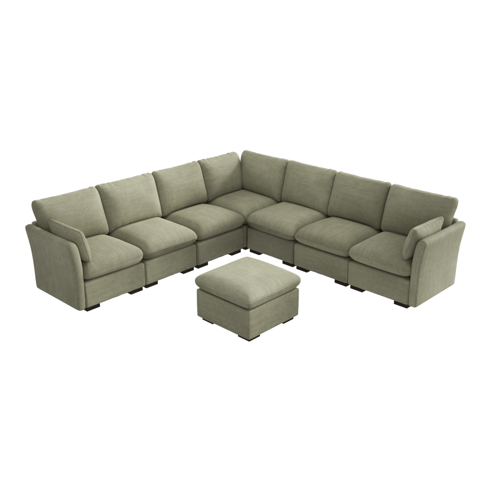 Shop Bush Home Sienna Modular 6-Seater Sectional with Storage Ottoman, Image 02, SNA006SGW, #color_soft green