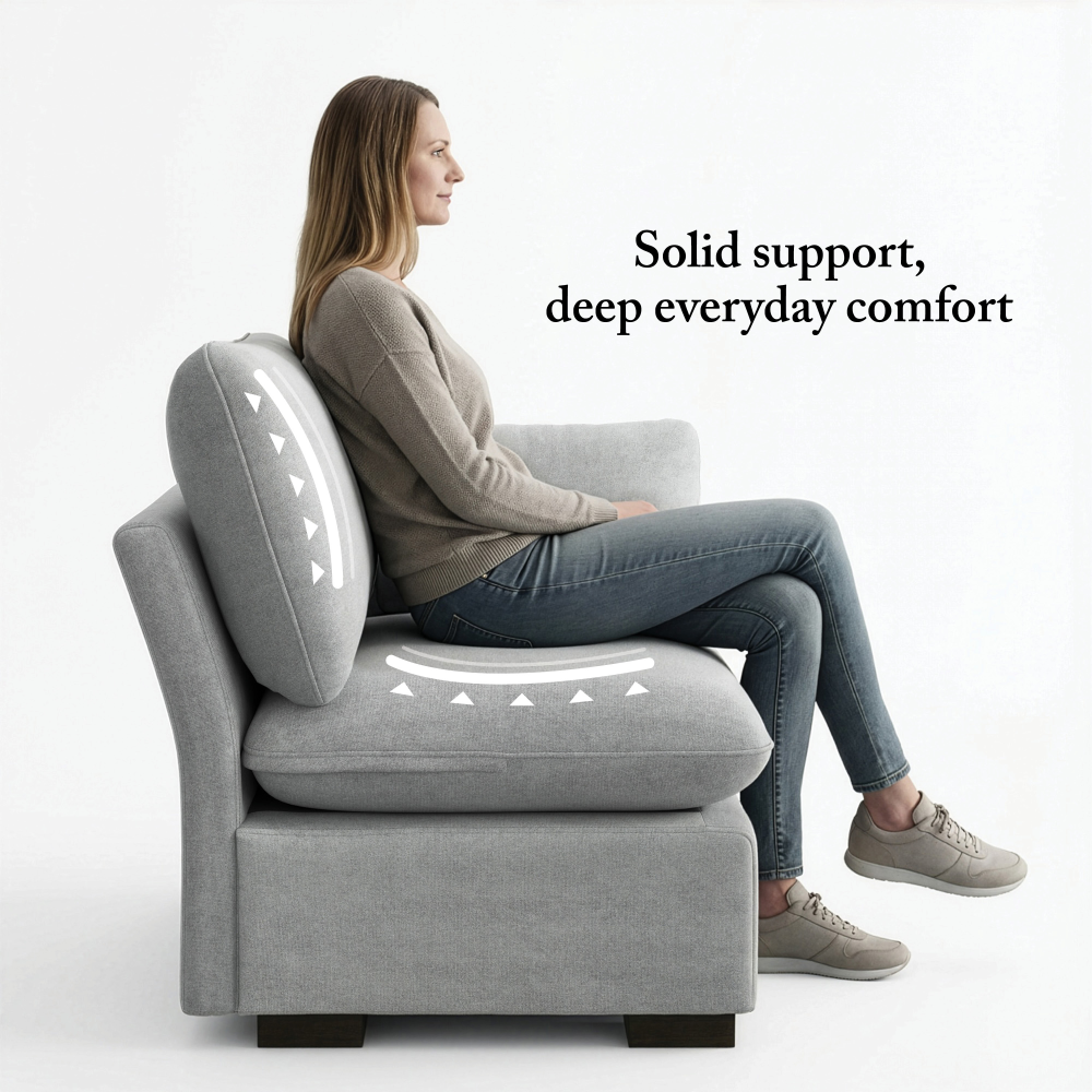 Shop Bush Home Sienna Modular 3-Seater Double Ottoman Chaise Sectional, Image 04, SNA008DGW, #color_dove gray