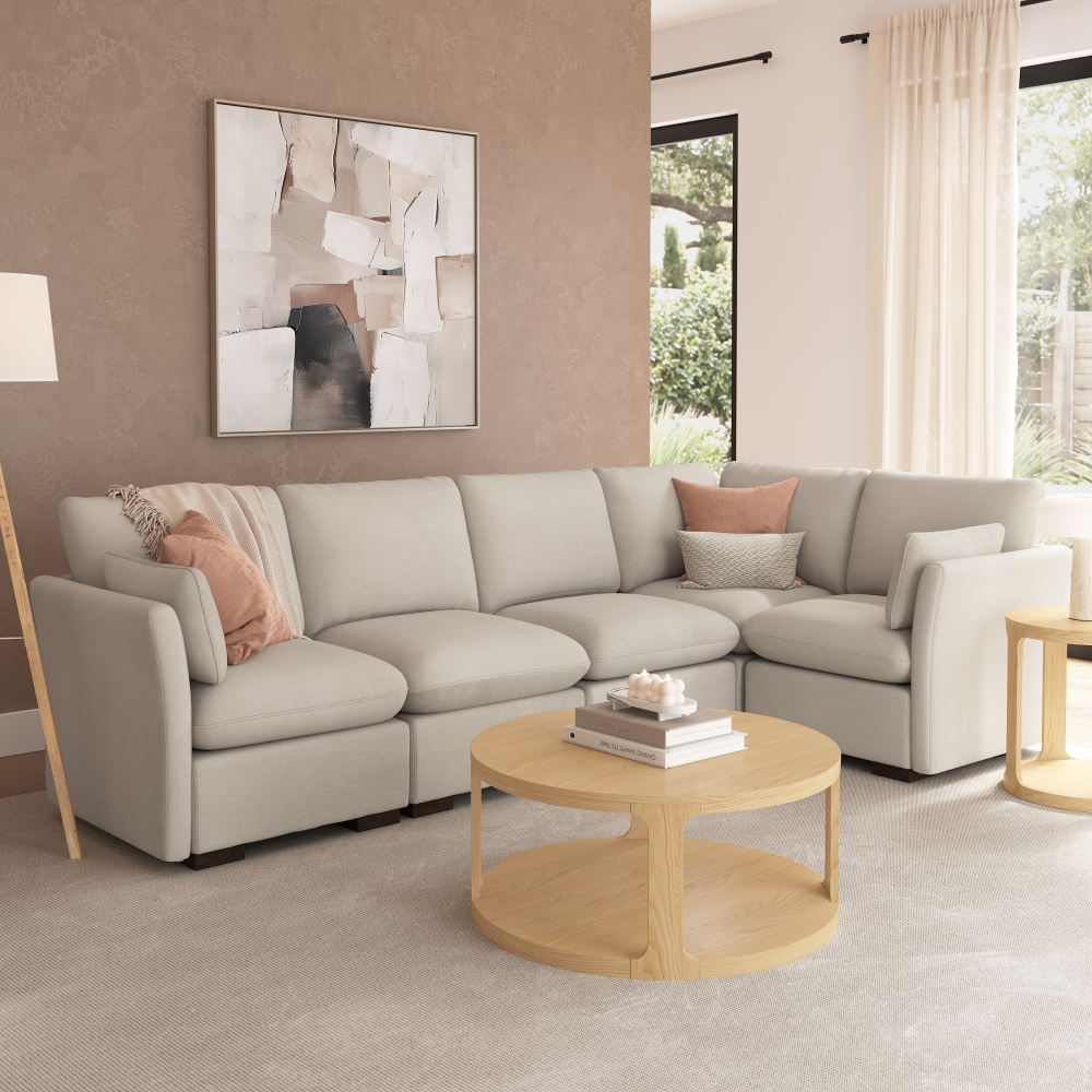 Shop Bush Home Sienna Modular 4-Seater Sectional, Image 03, SNA004MTW, #color_mist taupe