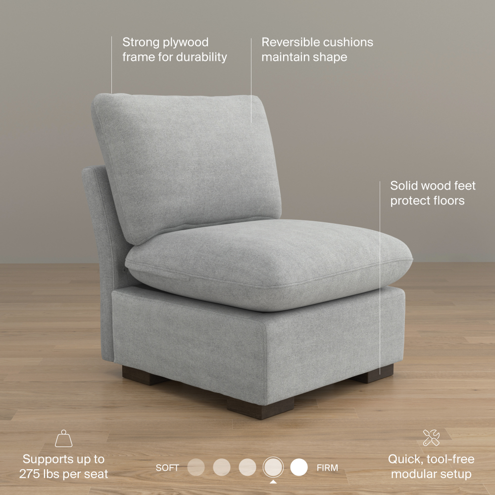 Shop Bush Home Sienna Modular Armless Chair, Image 08, SIK28SDGW-03, #color_dove gray