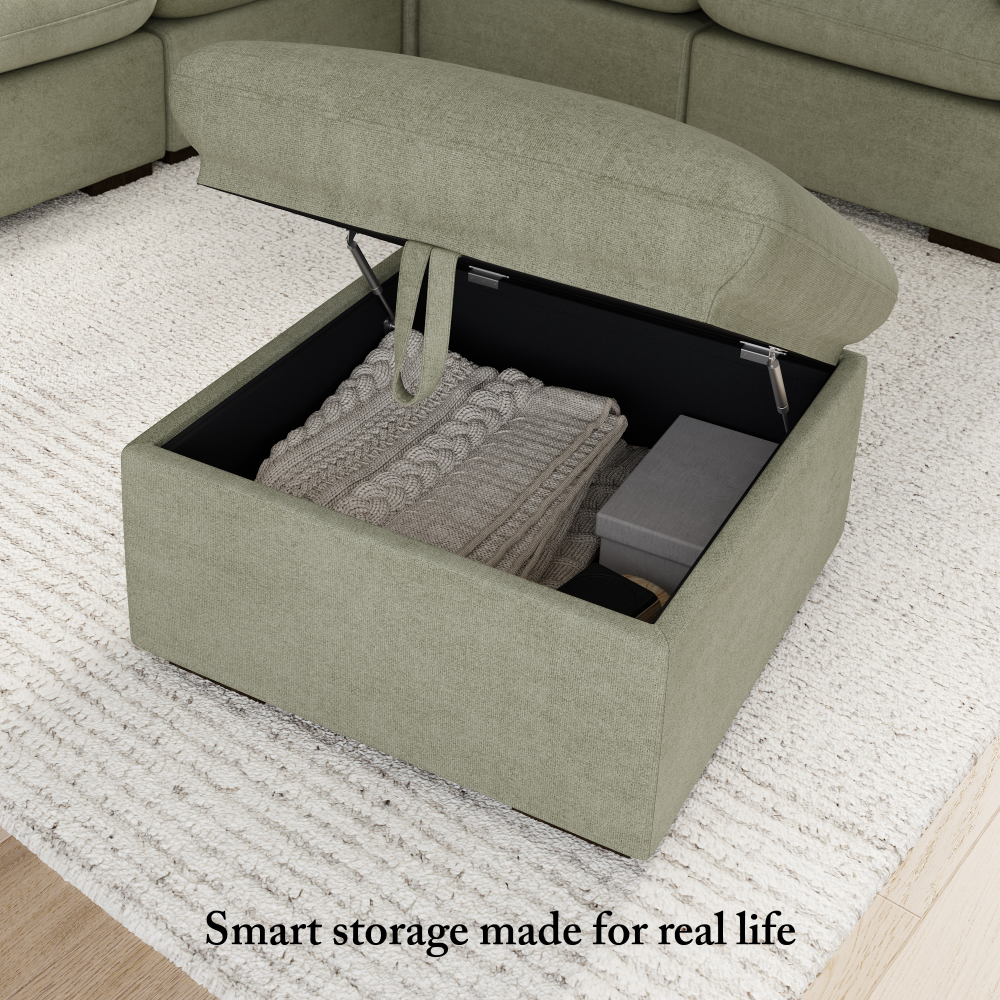 Shop Bush Home Sienna Modular 3-Seater Double Ottoman Chaise Sectional, Image 05, SNA008SGW, #color_soft green