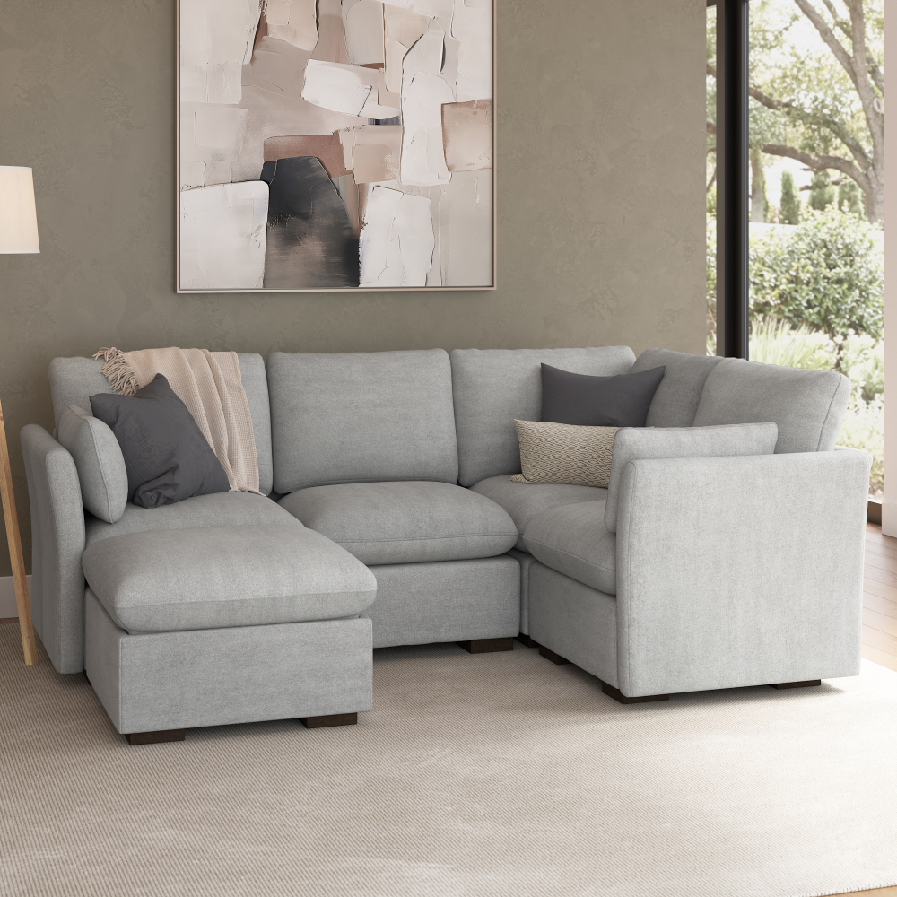 Shop Bush Home Sienna Modular 3-Seater Sectional with Storage Ottoman, Image 03, SNA011DGW, #color_dove gray