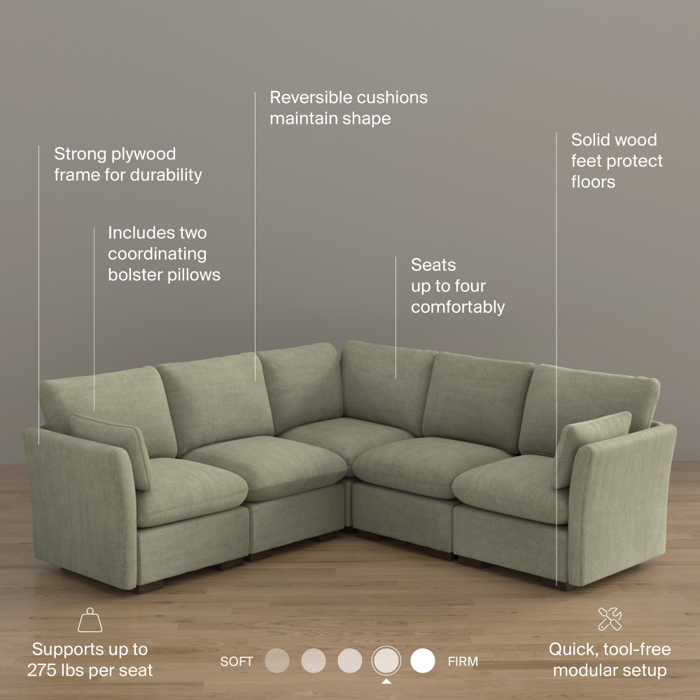 Shop Bush Home Sienna Modular 4-Seater Sectional, Image 08, SNA004SGW, #color_soft green