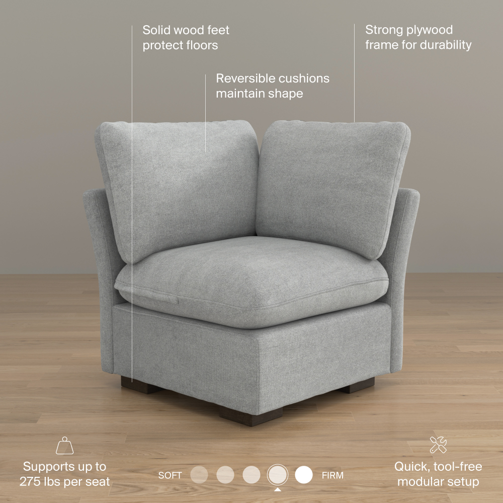 Shop Bush Home Sienna Modular Corner Wedge, Image 08, SIN36SDGW-03, #color_dove gray
