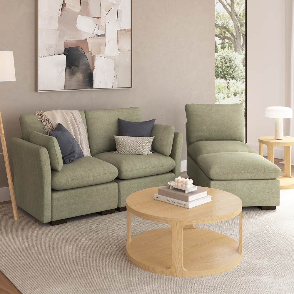 Shop Bush Home Sienna Modular 3-Seater Reversible Chaise Sectional, Image 03, SNA009SGW, #color_soft green