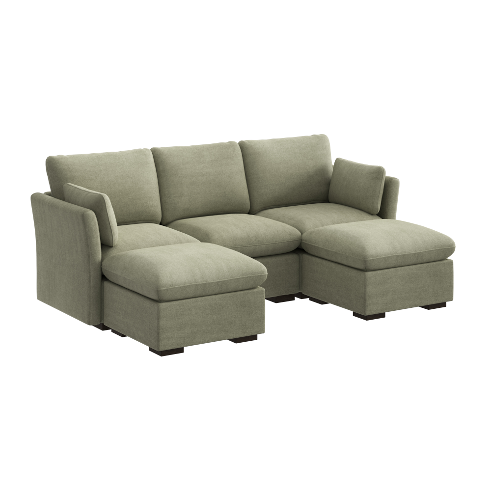 Shop Bush Home Sienna Modular 3-Seater Double Ottoman Chaise Sectional, Image 02, SNA008SGW, #color_soft green