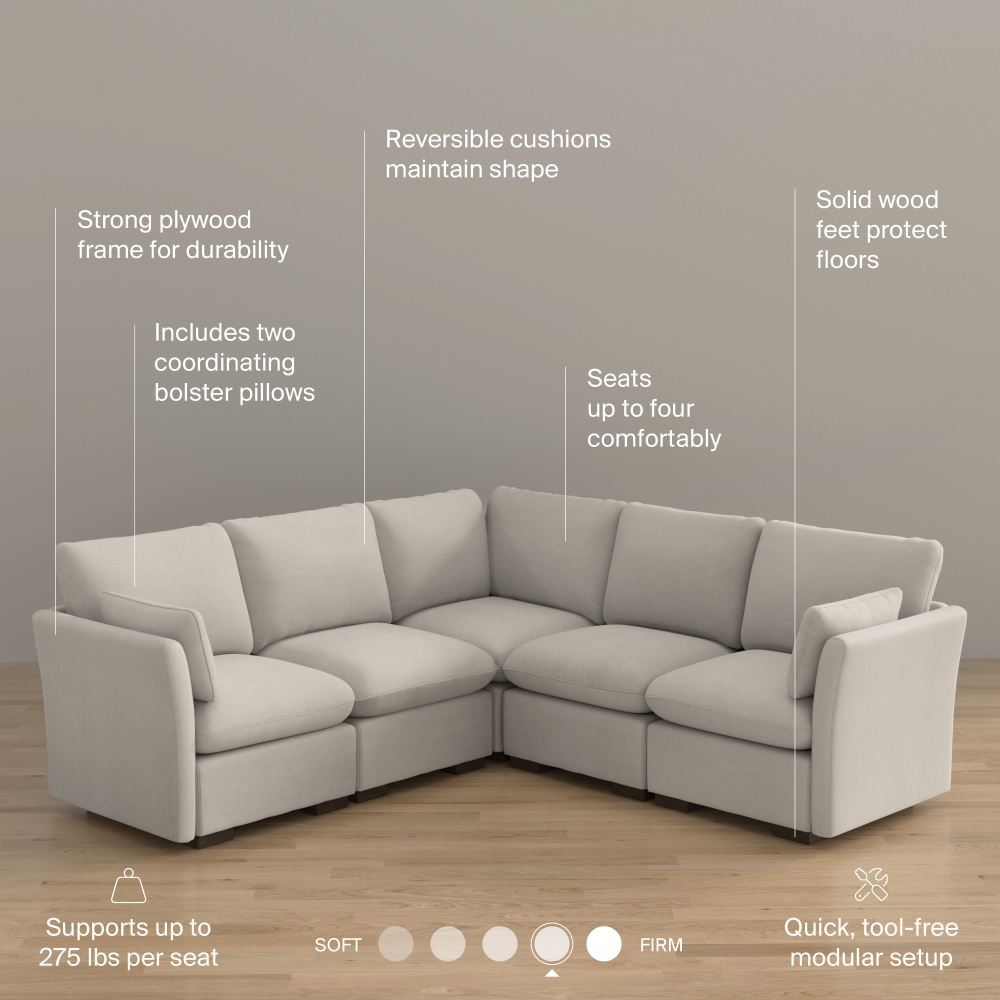Shop Bush Home Sienna Modular 4-Seater Sectional, Image 08, SNA004MTW, #color_mist taupe