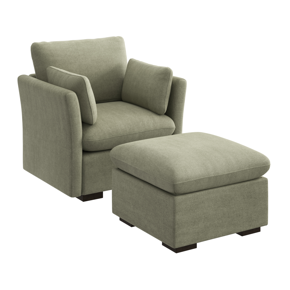 Shop Bush Home Sienna Modular Accent Chair with Storage Ottoman, Image 02, SNA010SGW, #color_soft green