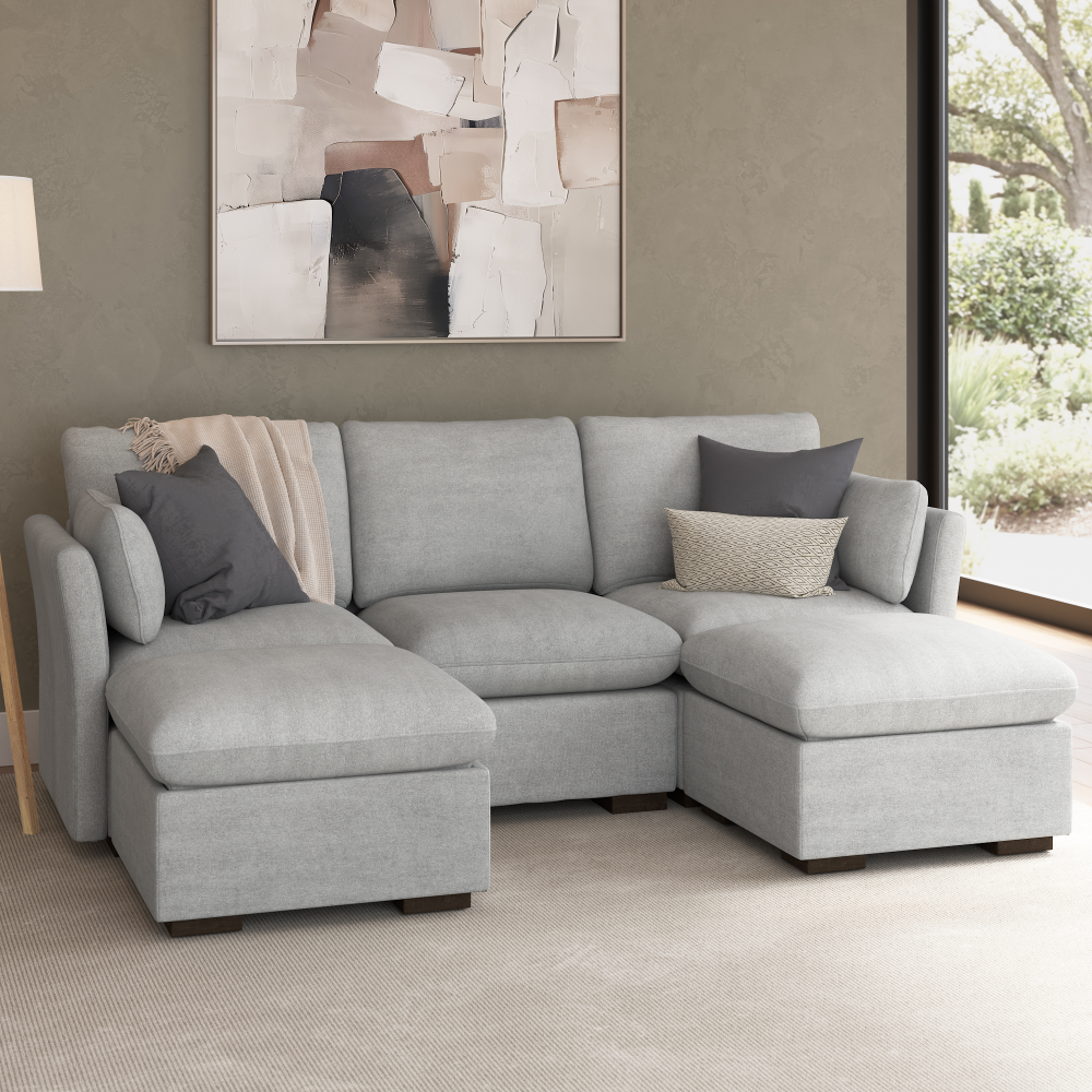 Shop Bush Home Sienna Modular 3-Seater Double Ottoman Chaise Sectional, Image 01, SNA008DGW, #color_dove gray
