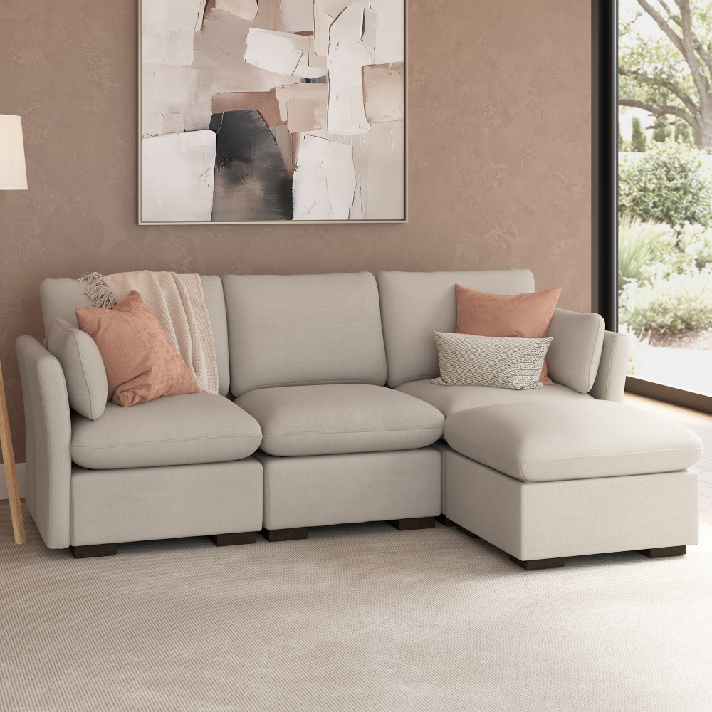 Shop Bush Home Sienna Modular 3-Seater Reversible Chaise Sectional, Image 01, SNA009MTW, #color_mist taupe