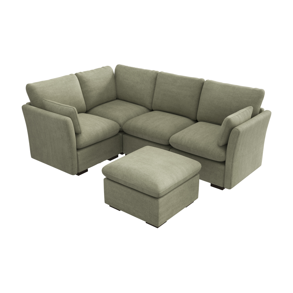 Shop Bush Home Sienna Modular 3-Seater Sectional with Storage Ottoman, Image 02, SNA011SGW, #color_soft green