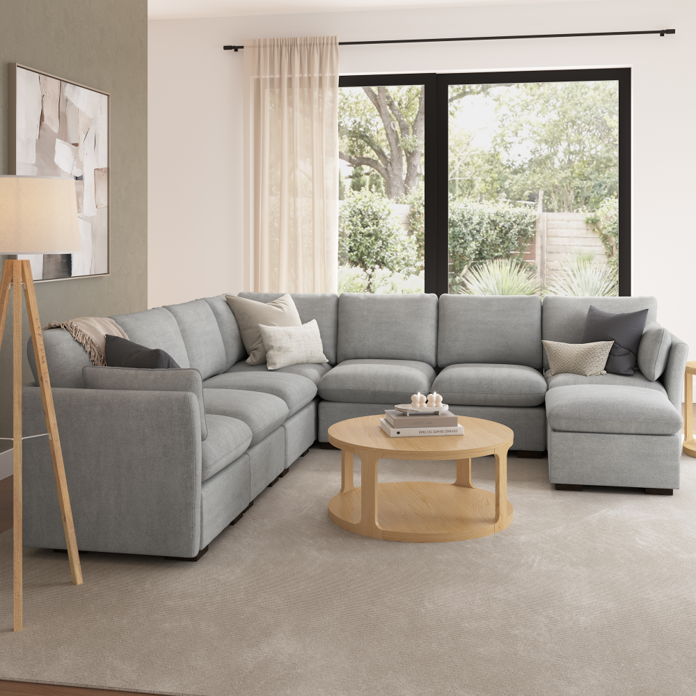 Shop Bush Home Sienna Modular 6-Seater Sectional with Storage Ottoman, Image 03, SNA006DGW, #color_dove gray