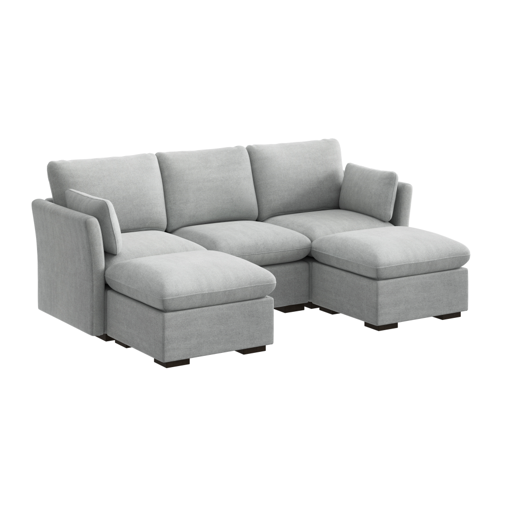 Shop Bush Home Sienna Modular 3-Seater Double Ottoman Chaise Sectional, Image 02, SNA008DGW, #color_dove gray