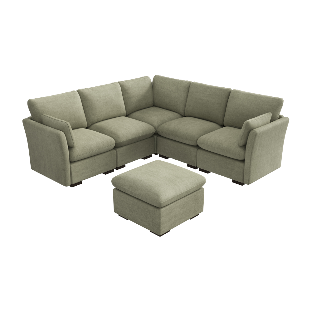 Shop Bush Home Sienna Modular 4-Seater Sectional with Storage Ottoman, Image 02, SNA005SGW, #color_soft green