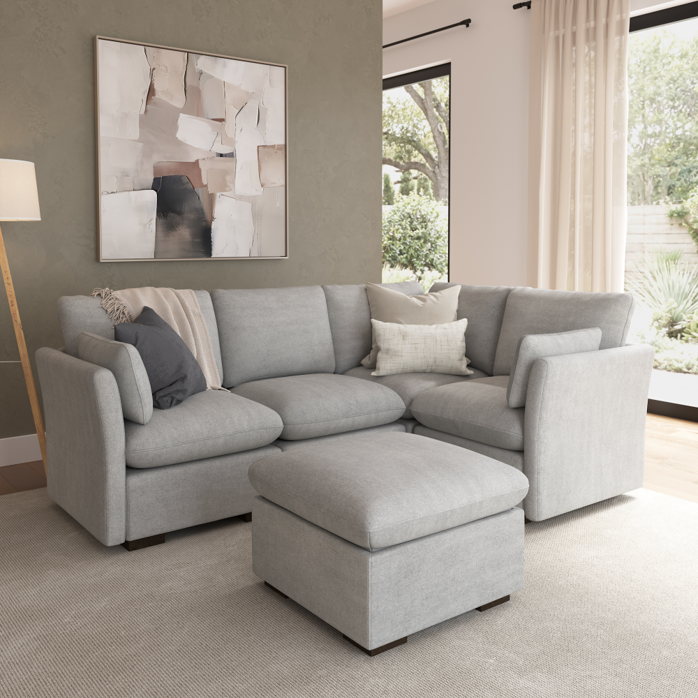 Shop Bush Home Sienna Modular 3-Seater Sectional with Storage Ottoman, Image 01, SNA011DGW, #color_dove gray
