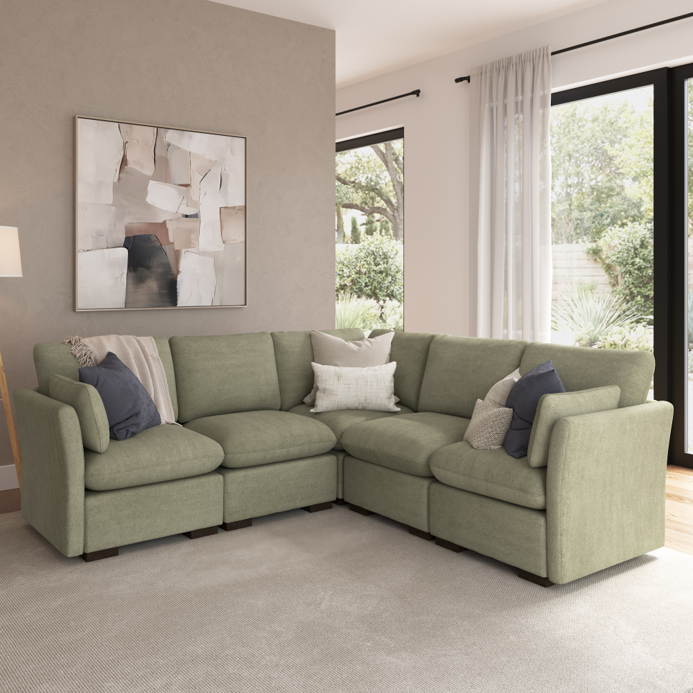 Shop Bush Home Sienna Modular 4-Seater Sectional, Image 01, SNA004SGW, #color_soft green