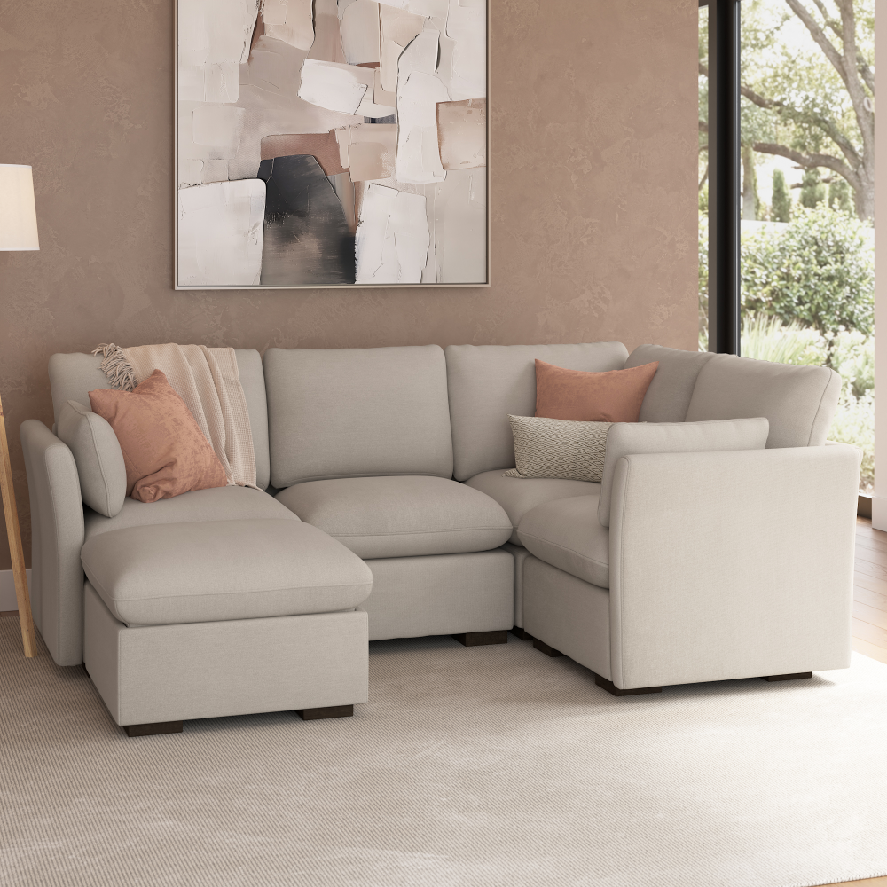 Shop Bush Home Sienna Modular 3-Seater Sectional with Storage Ottoman, Image 03, SNA011MTW, #color_mist taupe