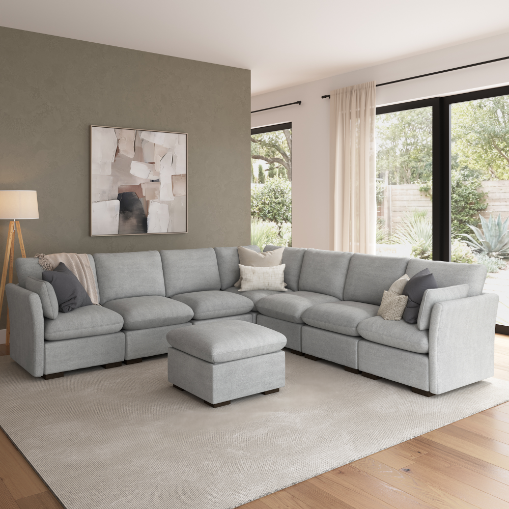 Shop Bush Home Sienna Modular 6-Seater Sectional with Storage Ottoman, Image 01, SNA006DGW, #color_dove gray