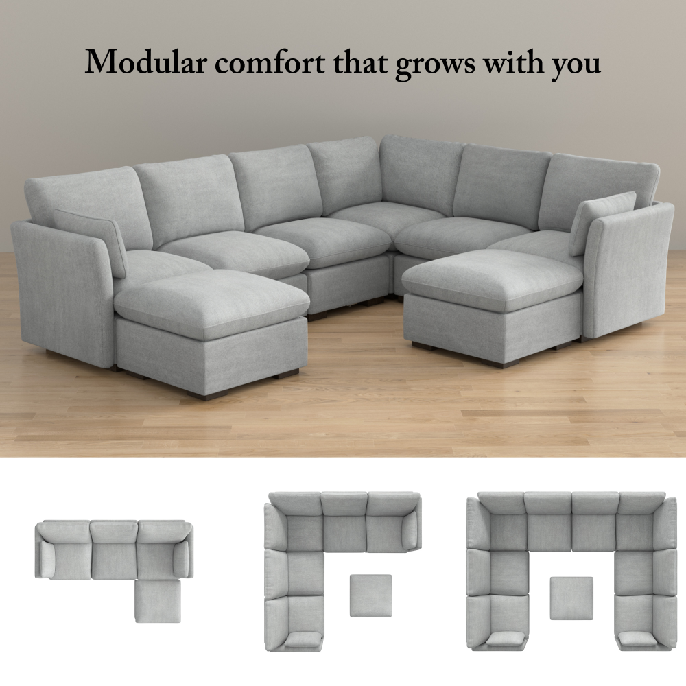Shop Bush Home Sienna Modular 6-Seater Sectional with Storage Ottoman, Image 07, SNA006DGW, #color_dove gray