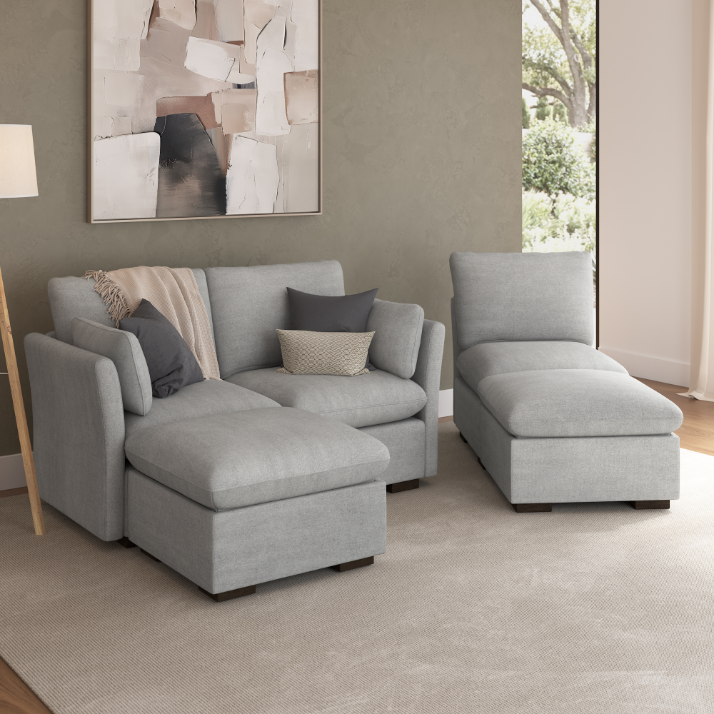 Shop Bush Home Sienna Modular 3-Seater Double Ottoman Chaise Sectional, Image 03, SNA008DGW, #color_dove gray