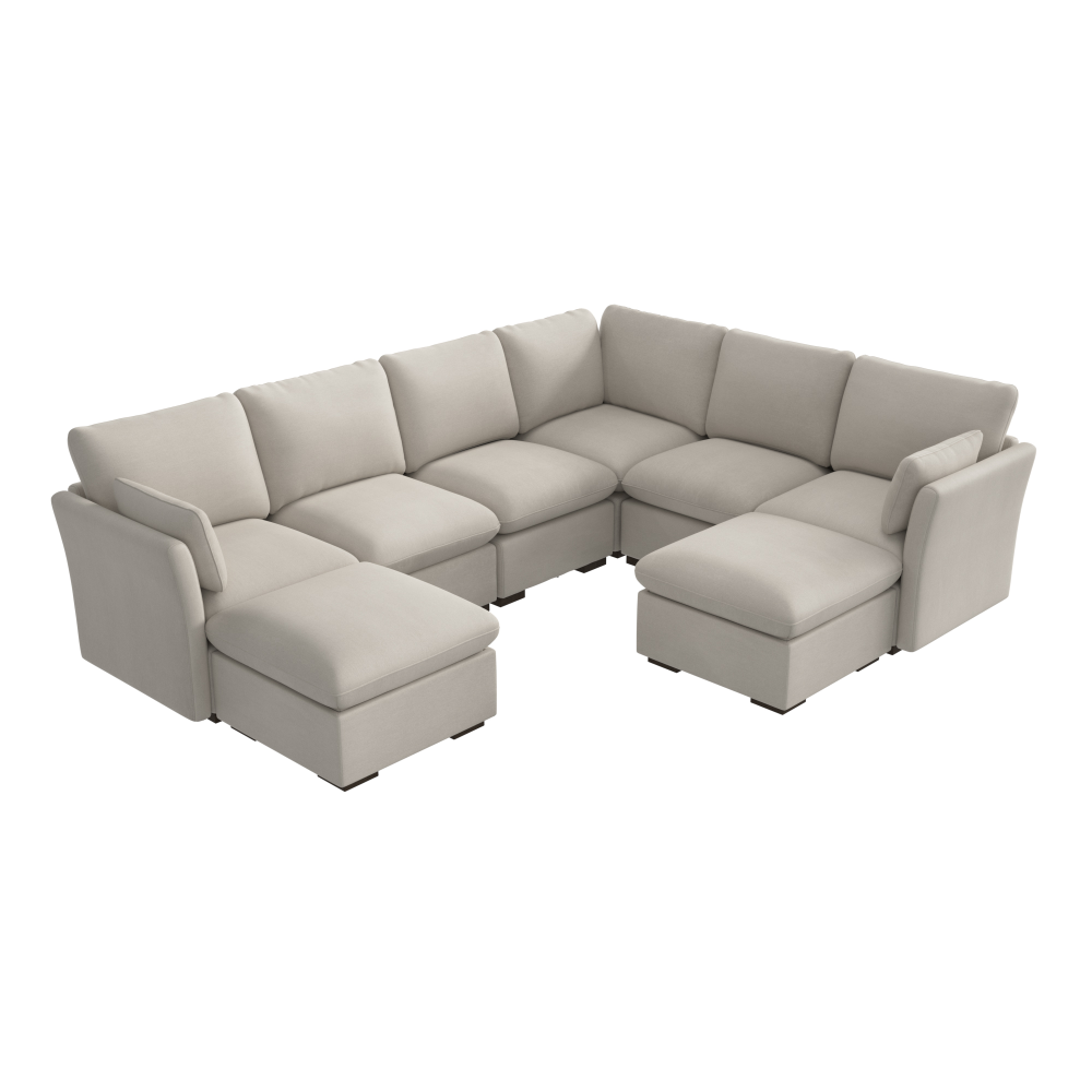 Shop Bush Home Sienna Modular 5-Seater Sectional with Set of 2 Storage Ottomas, Image 02, SNA007MTW, #color_mist taupe