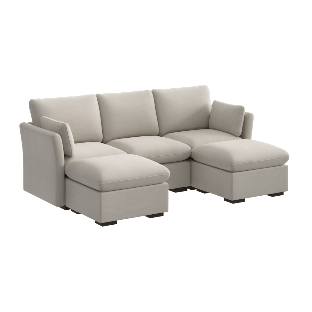 Shop Bush Home Sienna Modular 3-Seater Double Ottoman Chaise Sectional, Image 02, SNA008MTW, #color_mist taupe