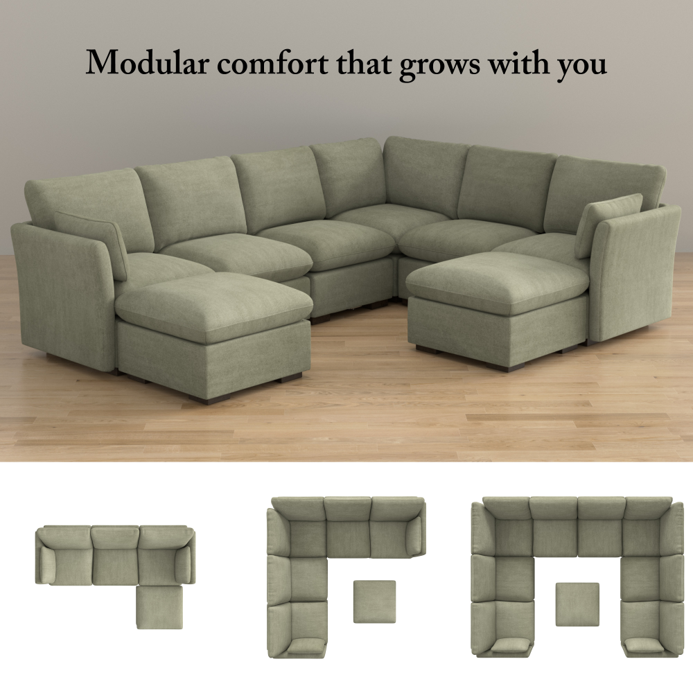 Shop Bush Home Sienna Modular 4-Seater Sectional, Image 07, SNA004SGW, #color_soft green