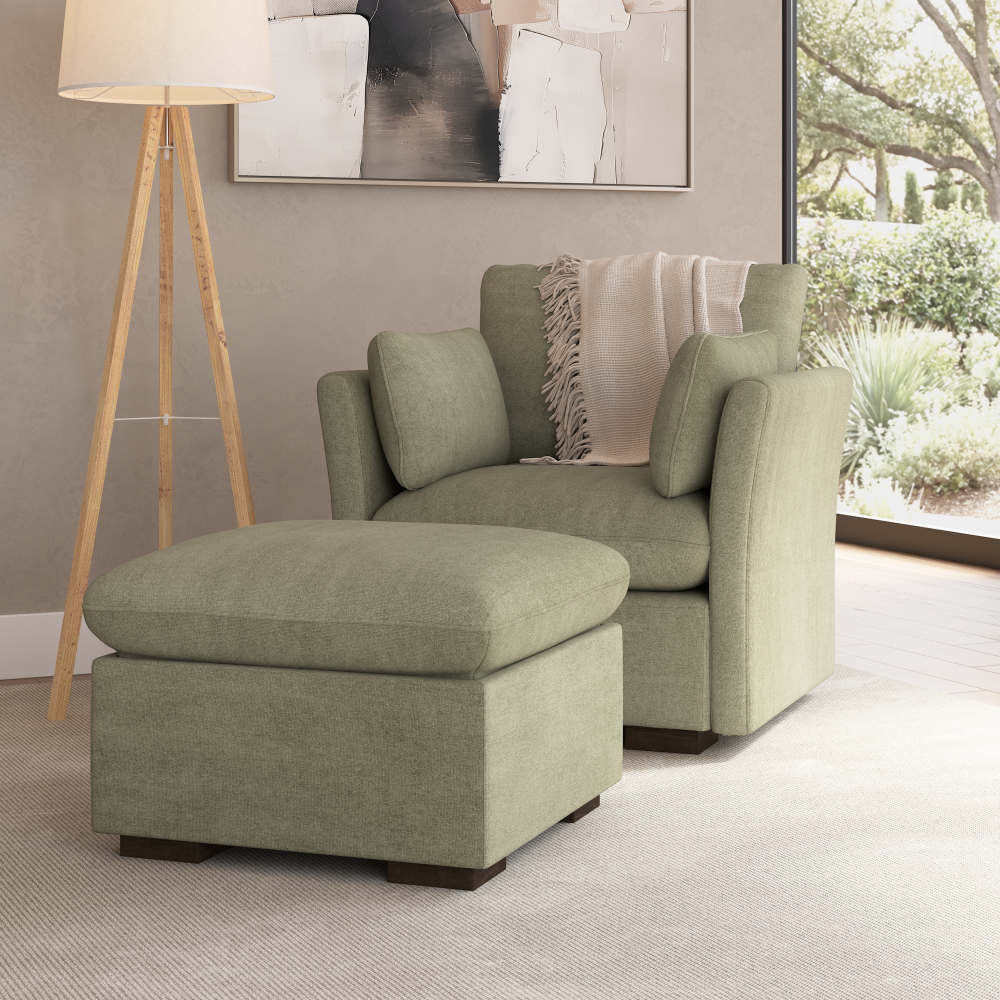 Shop Bush Home Sienna Modular Accent Chair with Storage Ottoman, Image 01, SNA010SGW, #color_soft green