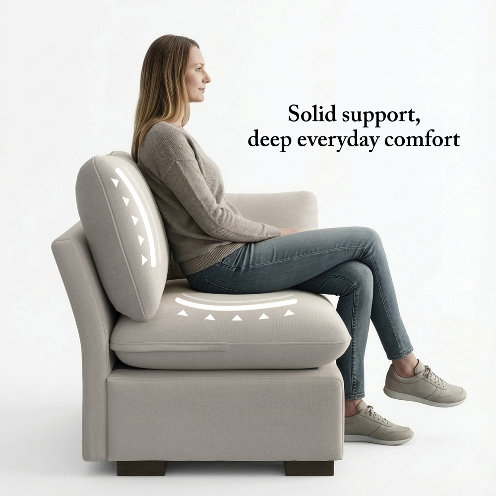 Shop Bush Home Sienna Modular 6-Seater Sectional with Storage Ottoman, Image 04, SNA006MTW, #color_mist taupe