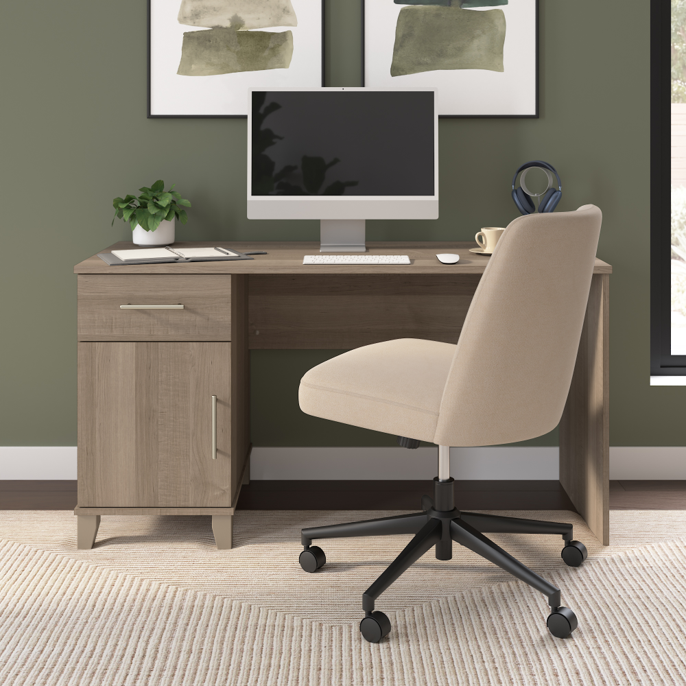 Shop Bush Home Somerset 54W Office Desk with Drawer and Storage Cabinet, Image 01, WC81654, #color_ash gray