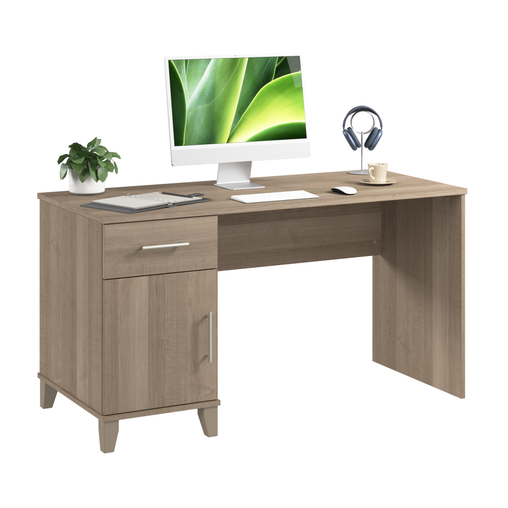 Shop Bush Home Somerset 54W Office Desk with Drawer and Storage Cabinet, Image 02, WC81654, #color_ash gray